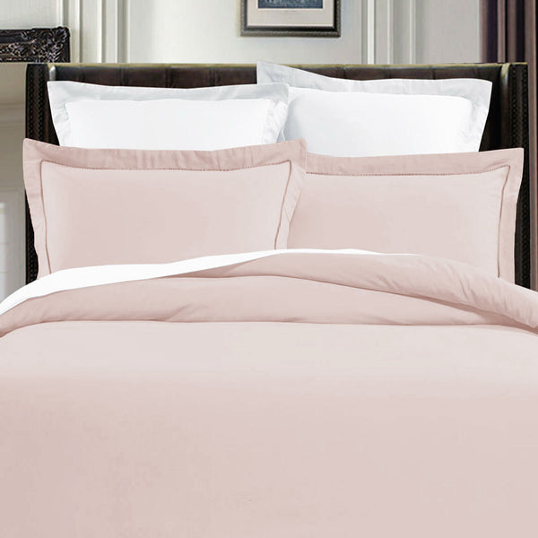 Pima 400TC Cotton Rose Pink Edge Quilt Doona Duvet Cover Set King