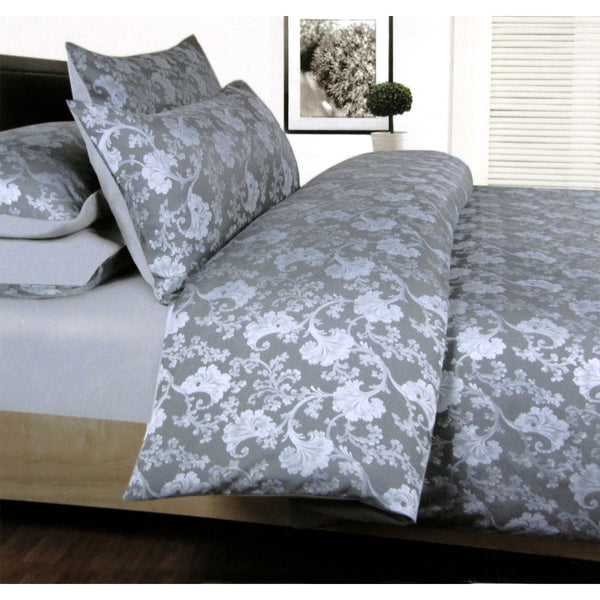 Accessorize Annabelle Floral Jacquard Grey Quilt Doona Duvet Cover Set Double