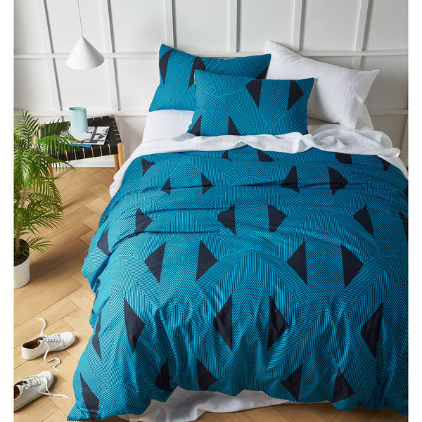 Accessorize Aster Blue Cotton Quilt Doona Duvet Cover Set King