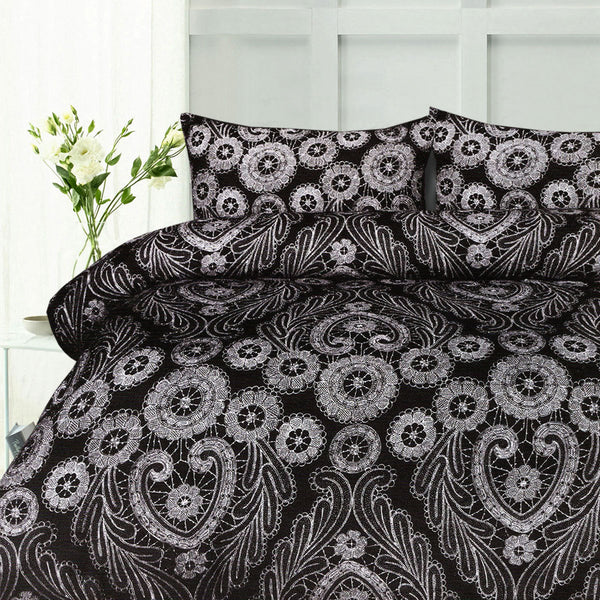 Big Sleep Batik Damask Black Quilt Doona Duvet Cover Set Double