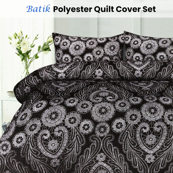 Big Sleep Batik Damask Black Quilt Doona Duvet Cover Set Double