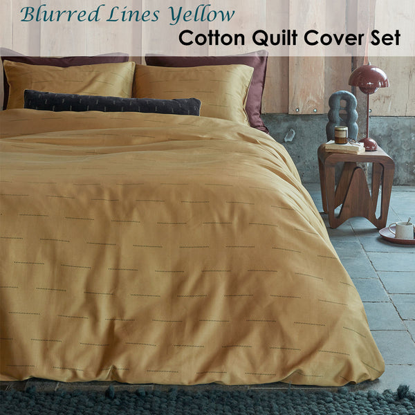 PIP Studio Blurred Lines Yellow Cotton Sateen Quilt Doona Duvet Cover King
