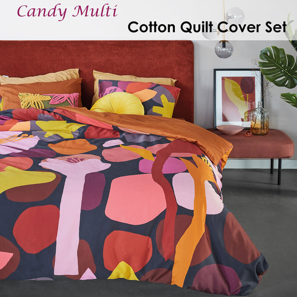 Bedding House Candy Modern Floral Cotton Sateen Quilt Cover Set Queen
