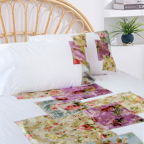 Accessorize Country Rose Floral Patchwork White Quilt Cover Set Single
