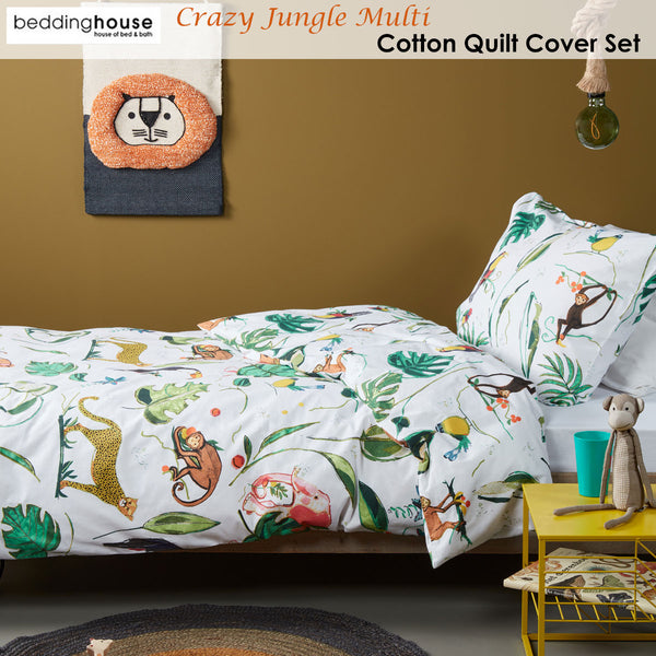 Bedding House Crazy Jungle Animals Cotton Quilt Doona Duvet Cover Single