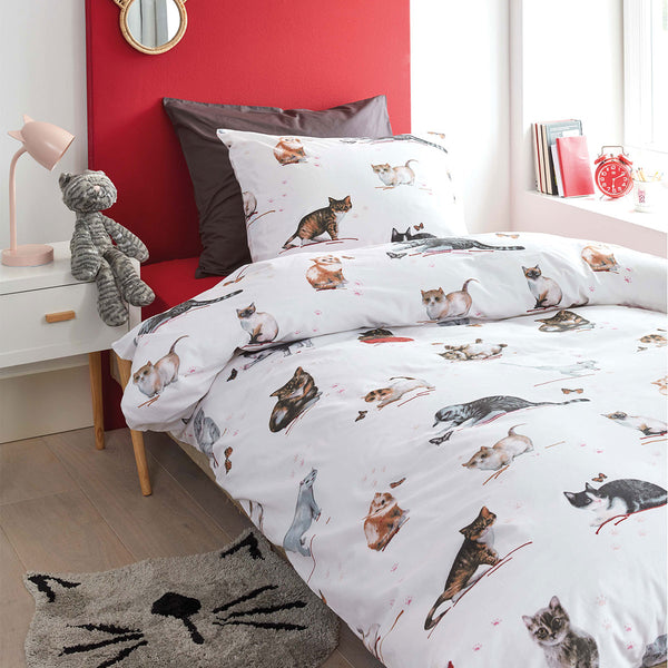 Bedding House Cute Cats Kittens Butterflies Cotton Quilt Cover Set Single