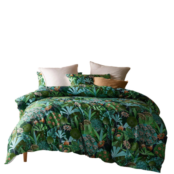 Accessorize Daintree Rainforest Washed Cotton Quilt Doona Duvet Cover Set Queen