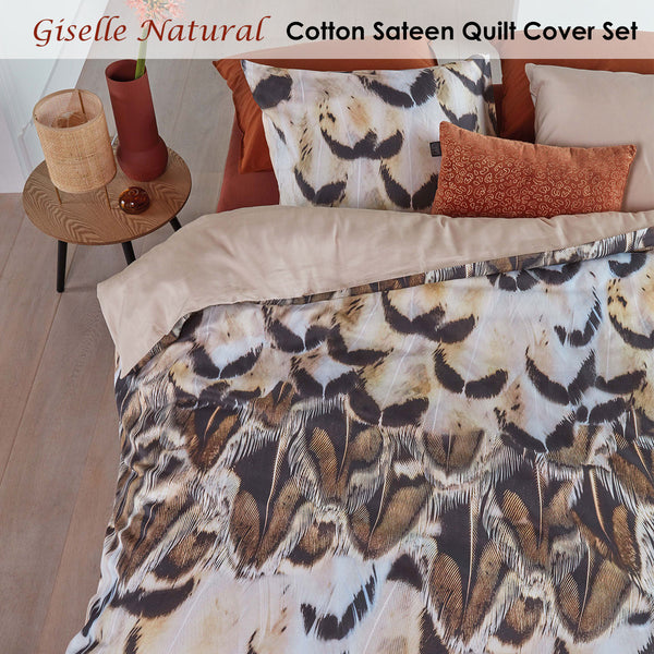Bedding House Giselle Feathers Cotton Sateen Quilt Doona Duvet Cover King