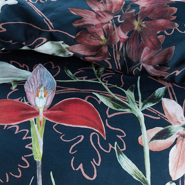 Bedding House Joy Floral Blue Cotton Quilt Doona Duvet Cover Set King