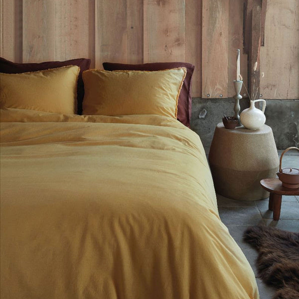 VTWonen Frayed Edge Yellow Quilt Doona Duvet Cover Set King