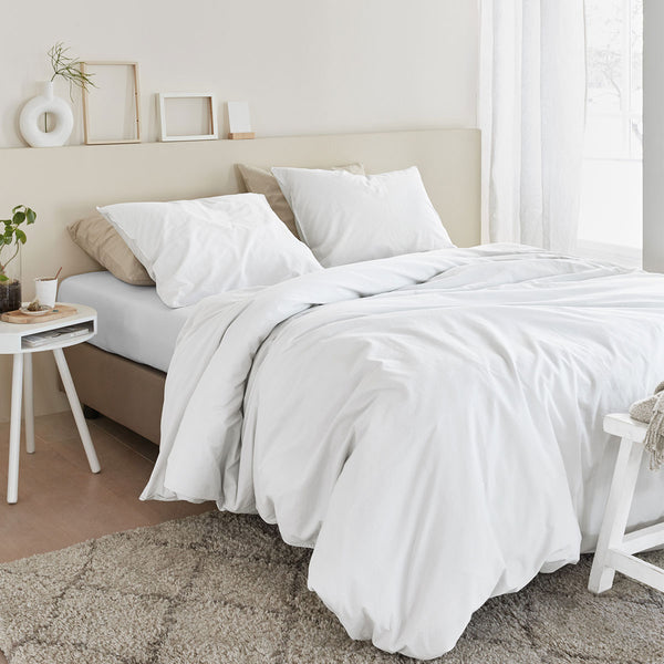 Bedding House Organic Cotton White Quilt Doona Duvet Cover Set Queen