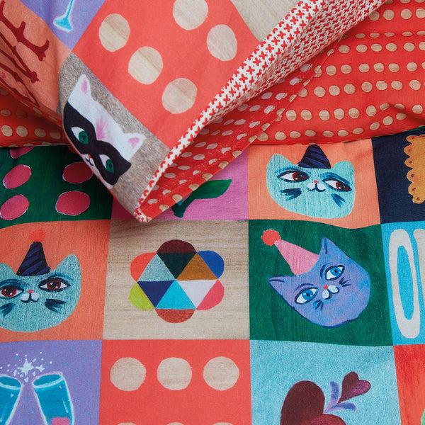 Oilily Party Blocks Patchwork Cotton Quilt Doona Duvet Cover Set Single