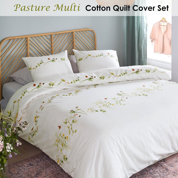 Bedding House Pasture Floral Butterflies Cotton Quilt Cover Set Queen