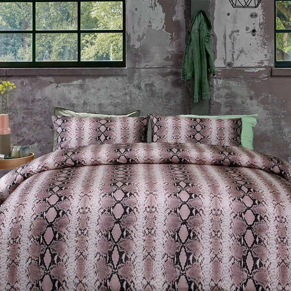 Big Sleep Snake Skin Pink Microfibre Quilt Doona Duvet Cover Set Queen