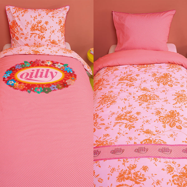 Oilily Prom Flowers Reversible Pink Cotton Quilt Doona Divet Cover Single