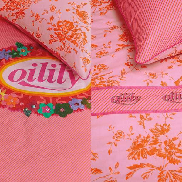 Oilily Prom Flowers Reversible Pink Cotton Quilt Doona Divet Cover Single