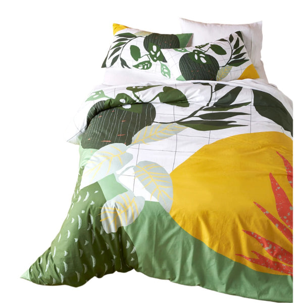Accessorize Ren Botanical Cotton Quilt Doona Duvet Cover Set King