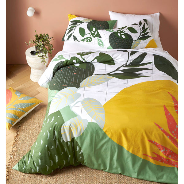 Accessorize Ren Botanical Cotton Quilt Doona Duvet Cover Set Queen
