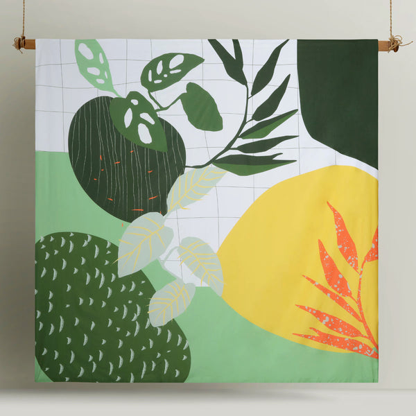 Accessorize Ren Botanical Cotton Quilt Doona Duvet Cover Set Queen