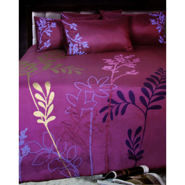 Accessorize Savannah Foliage Plum Quilt Doona Duvet Cover Set King