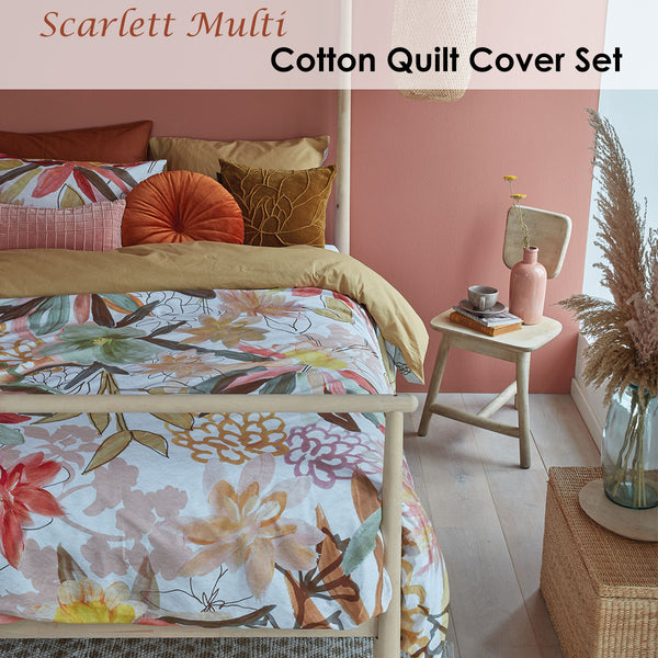Bedding House Scarlett Floral Cotton Quilt Doona Duvet Cover Set Queen
