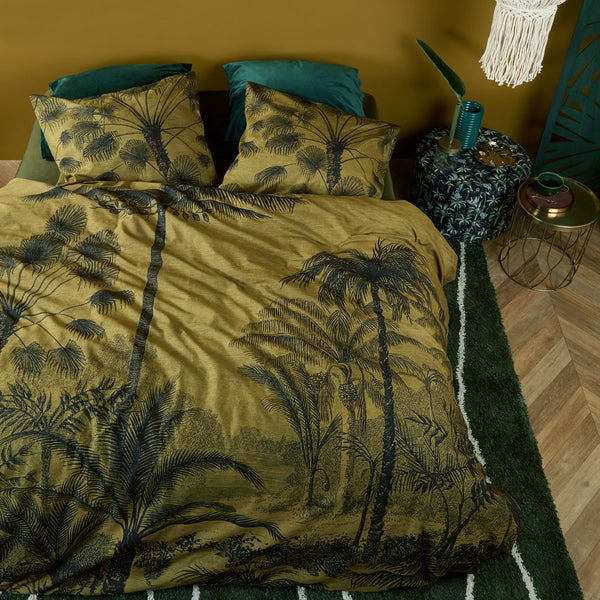 Bedding House Tour du Monde Palm Trees Ochre Cotton Quilt Cover Queen