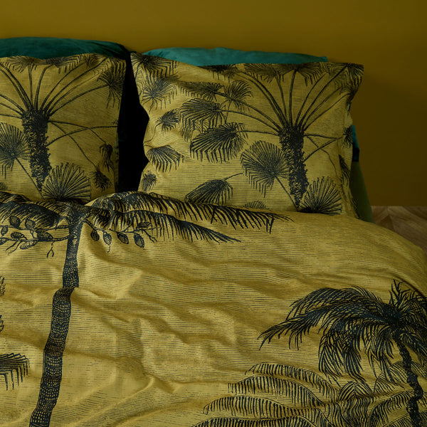 Bedding House Tour du Monde Palm Trees Ochre Cotton Quilt Cover Queen