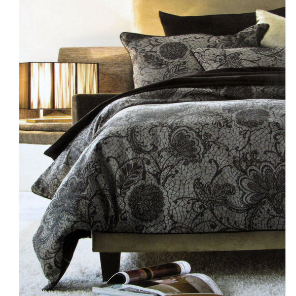 Accessorize Trudie Floral Black Jacquard Quilt Doona Duvet Cover Set Single