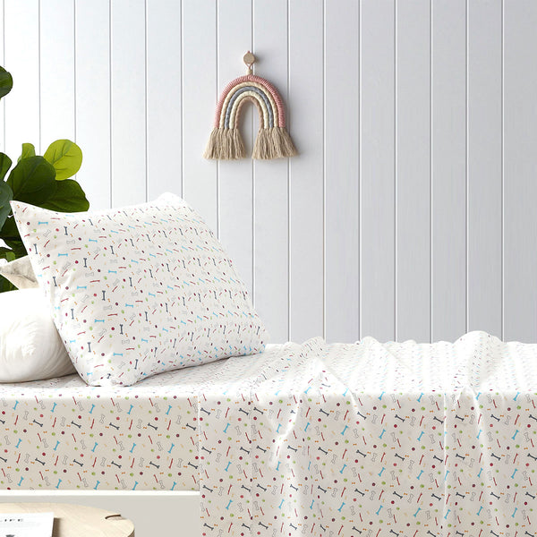 Happy Kids Bones Microfibre Printed Sheet Set Single