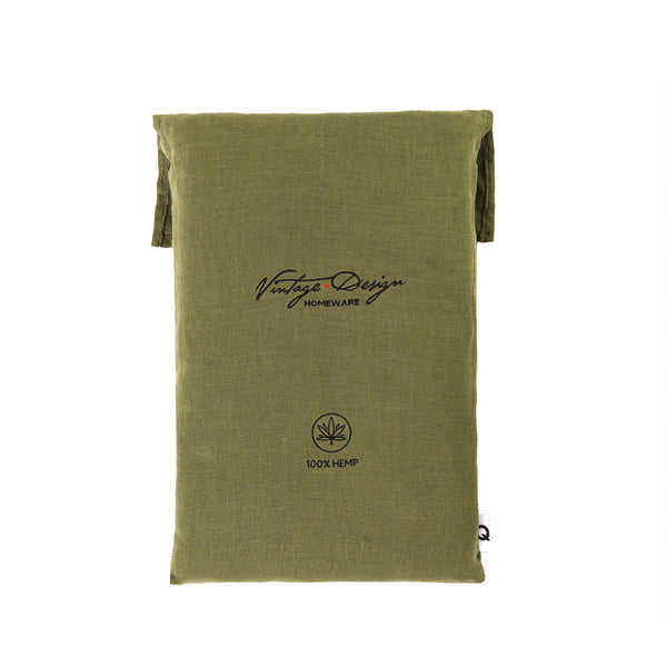 Vintage Design Homewares Hemp Fern Green Sheet Set King