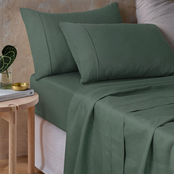 Vintage Design Homewares Sea Green Hemp Sheet Set King