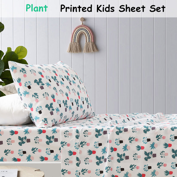 Happy Kids Plants Microfibre Printed Sheet Set Single