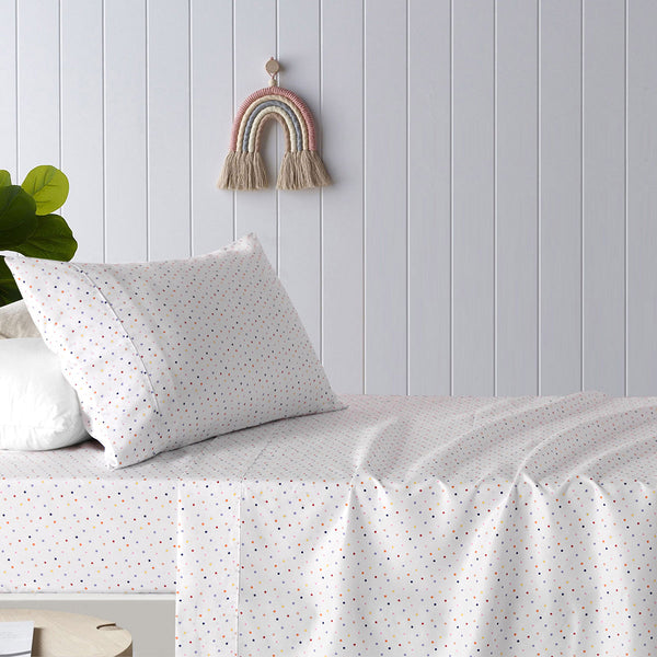 Happy Kids Polka Dot Multicoloured Printed Microfibre Sheet Set Double