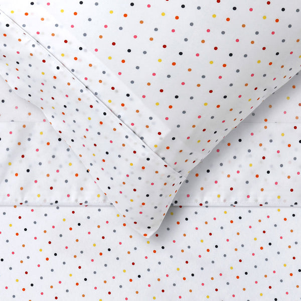 Happy Kids Polka Dot Multicoloured Printed Microfibre Sheet Set Double