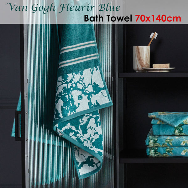 Bedding House Van Gogh Fleurir Blue Bath Towel Cotton 70 x 140cm