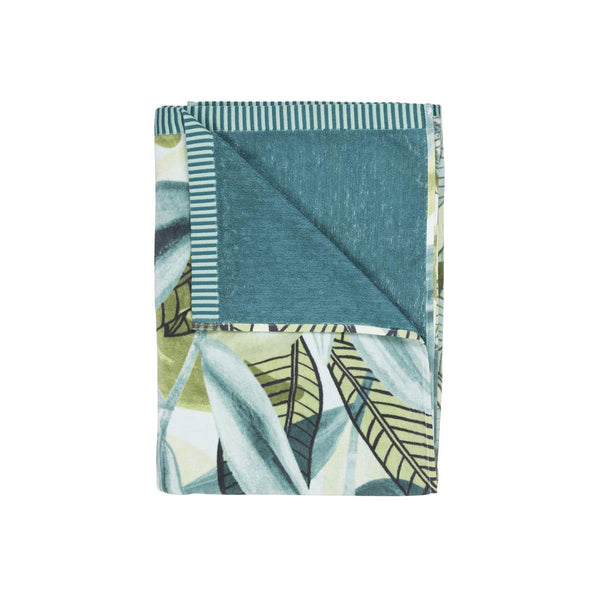 Bedding House Jungle Vibe Leaf Green Cotton Velour Beach Towel