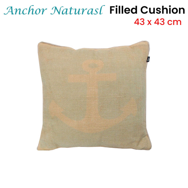 J Elliot Home Anchor Filled Cushion Square 43cm Natural Brown
