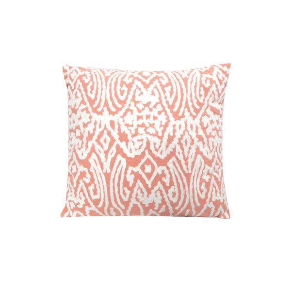 J Elliot Home Grace Applique Filled Cushion Square 43cm Coral Pink Cream