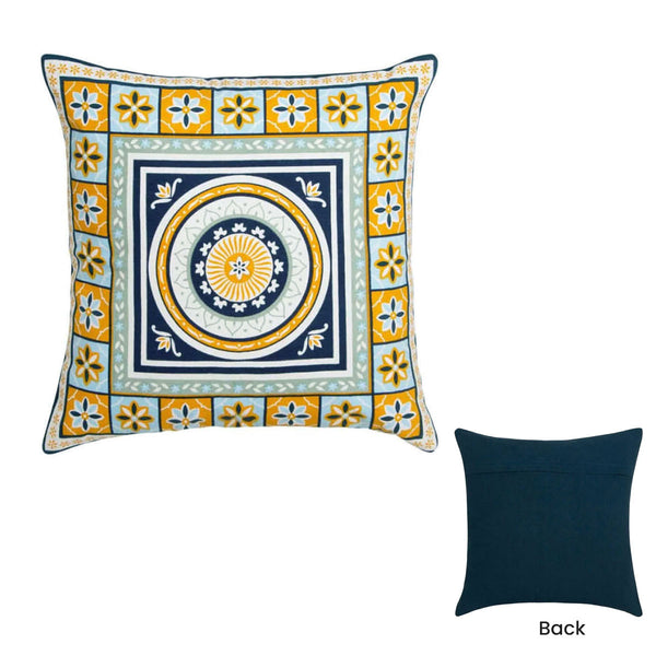 J Elliot Home Kasbah Moroccan Pattern Filled Cushion Square 50cm Blue