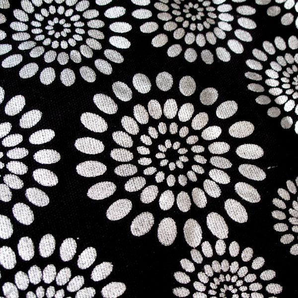 Diana Metallic Print Square Cushion Cover 30cm Black Silver