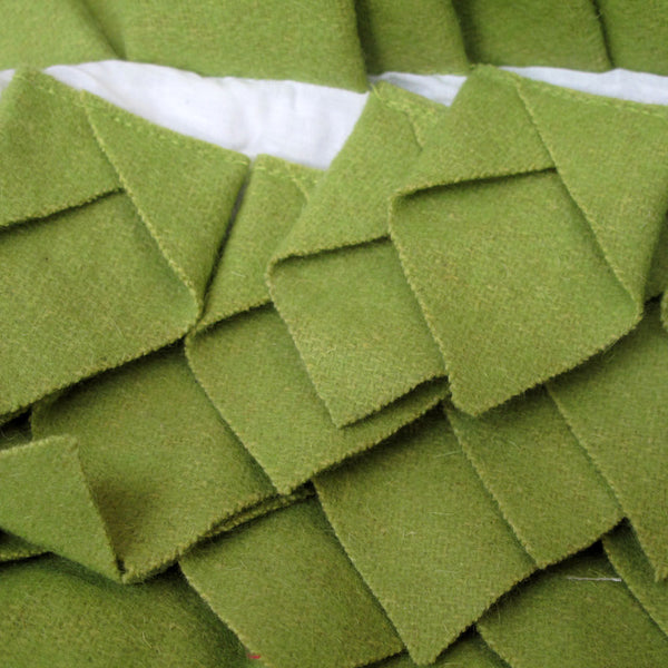 Pleated Square Cushion Cover 30cm Leaf Green