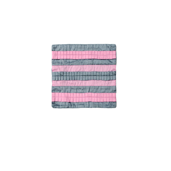 Pleated Striped Square Cushion Cover 30cm Pink Grey