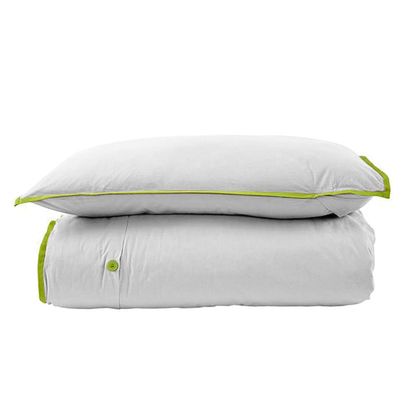 Cotton Quilt Doona Duvet Cover Set 260TC Single White Green