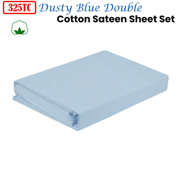 Cotton Sateen Sheet Set 325TC Dusty Blue Double