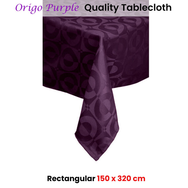 IDC Homewares Origo Purple Tablecloth Geometric Jacquard Rectangular 150 x 320cm