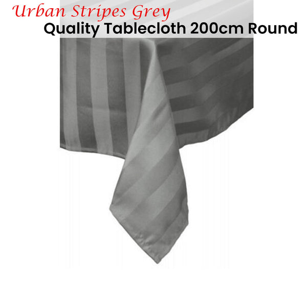 IDC Homewares Urban Grey Tablecloth Striped Jacquard Round 200cm