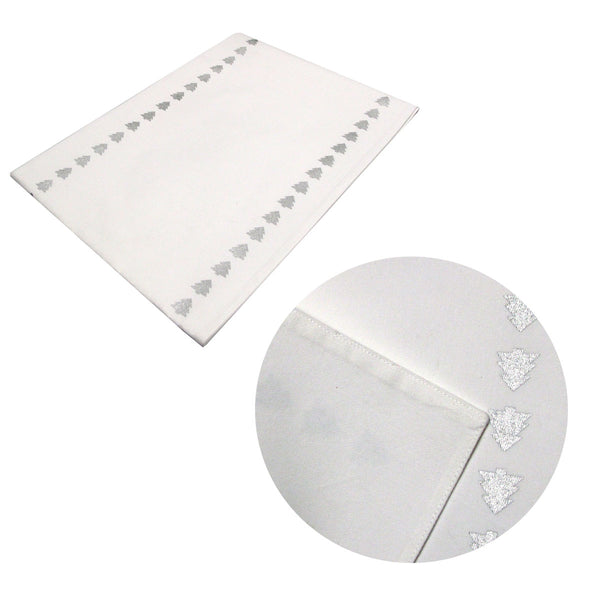 Silver Trees Cotton Metallic Print Table Runner 33 x 180cm