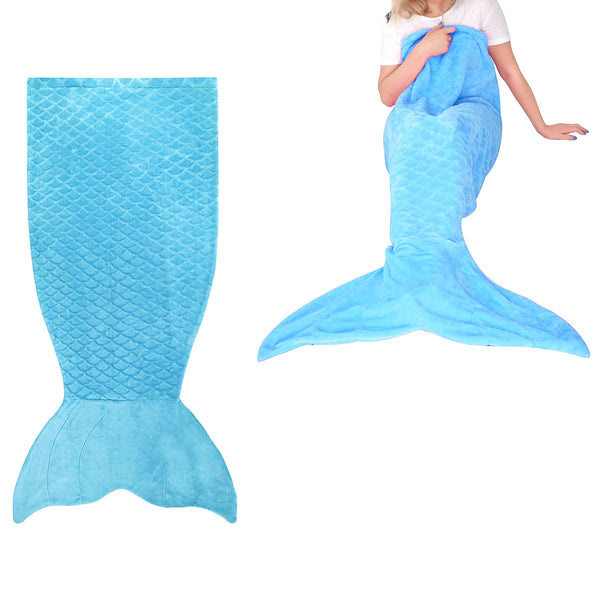 Mermaid Tail Embossed Soft Polyester Fleece Blanket Throw Blue