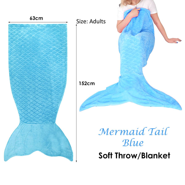 Mermaid Tail Embossed Soft Polyester Fleece Blanket Throw Blue