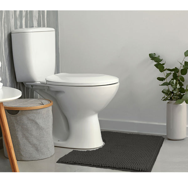 Algodon Toggle 1600gsm Microfibre Toilet Mat Non Slip Charcoal Grey 50 x 50cm